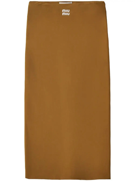  Miu Miu Rubberized-logo Midi Skirt - Green 