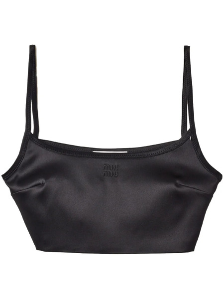  Miu Miu Satin Crop Top - Black 