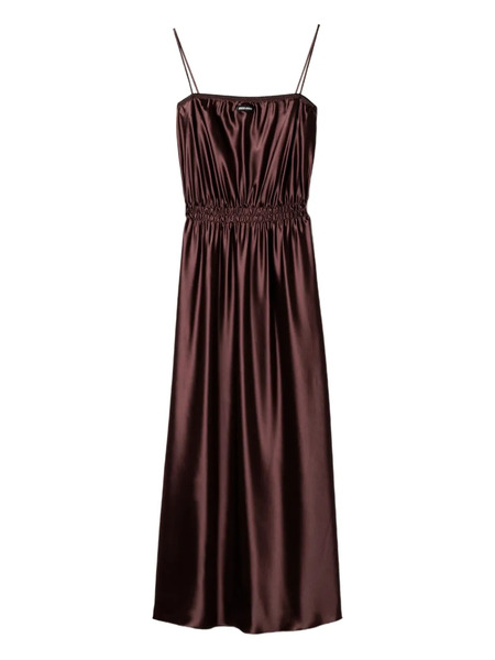  Miu Miu Satin Maxi Dress - Brown 