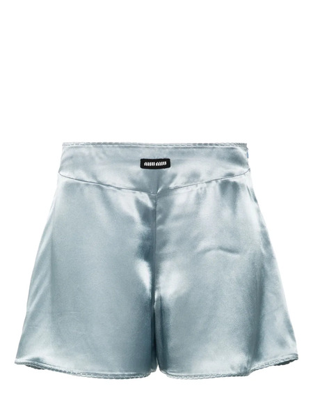  Miu Miu Satin Pyjama Shorts - Blue 