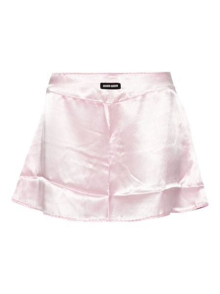  Miu Miu Satin Pyjama Shorts - Pink 