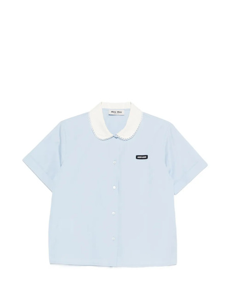  Miu Miu Scalloped-collar Short-sleeve Shirt - Blue 