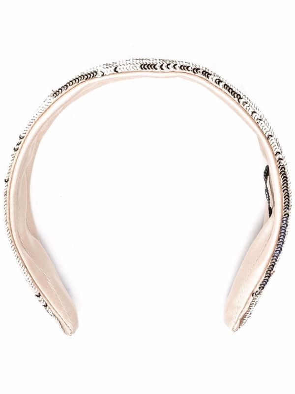  Miu Miu Sequin-embellished Wide Headband - Gold 