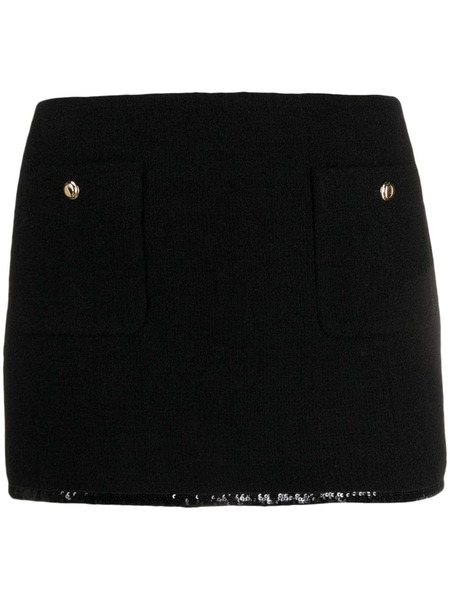  Miu Miu Sequin-trim Knitted Miniskirt - Black 