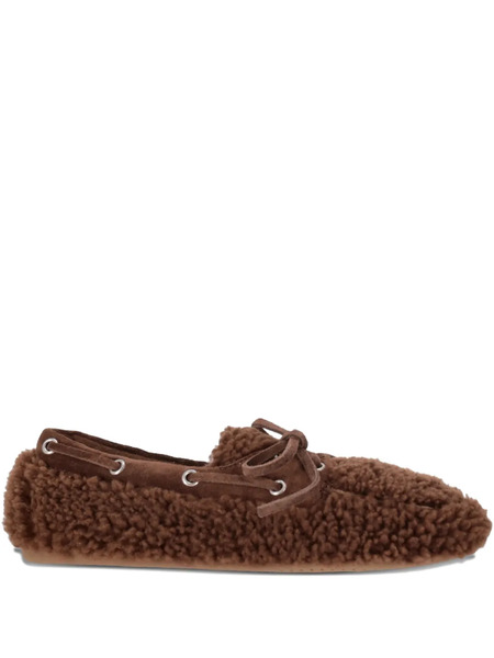  Miu Miu Shearling Loafers - Brown 