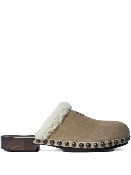  Miu Miu Shearling-trimmed Clogs - Neutrals 