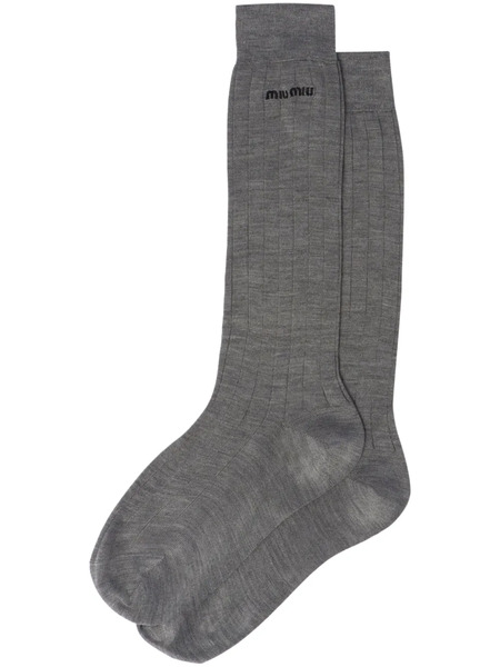  Miu Miu Silk Socks - Grey 