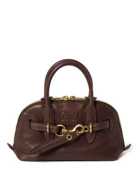  Miu Miu Small Aventure Leather Tote Bag - Brown 