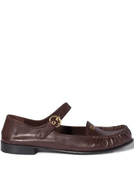  Miu Miu Strap-detail Leather Loafers - Brown 