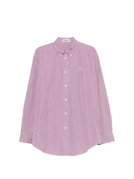  Miu Miu Striped Buttoned Shirt - Red 