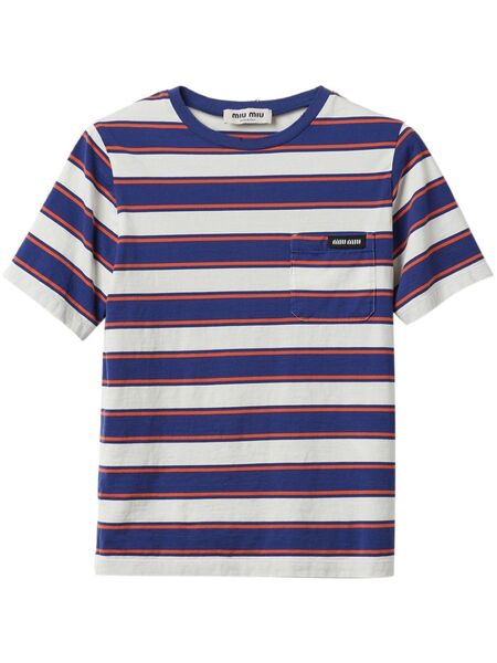  Miu Miu Striped Cotton T-shirt - Blue 