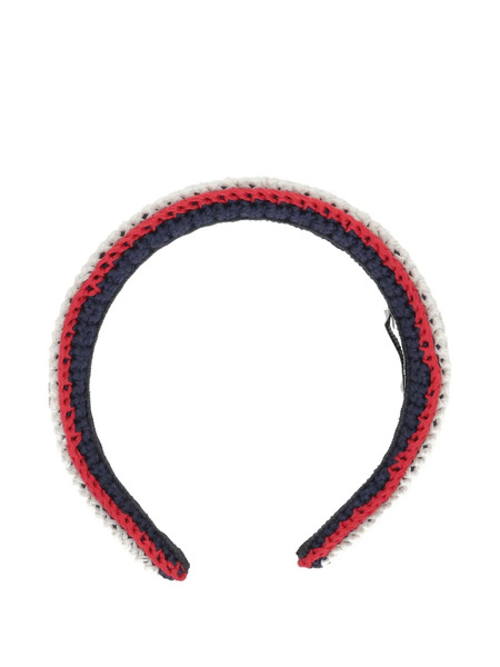 Miu Miu Striped Crochet Headband - Blue 