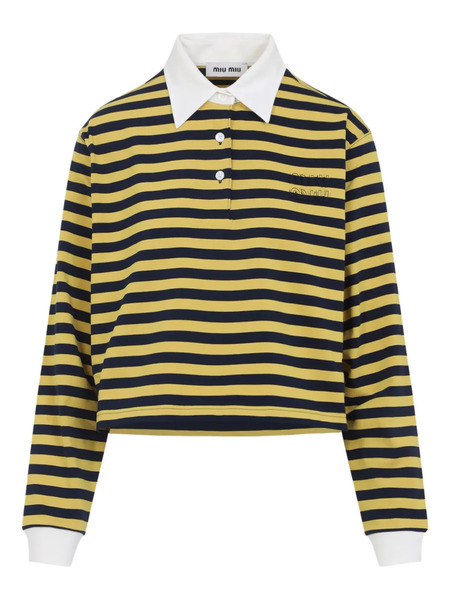  Miu Miu Striped Polo Shirt - Yellow 