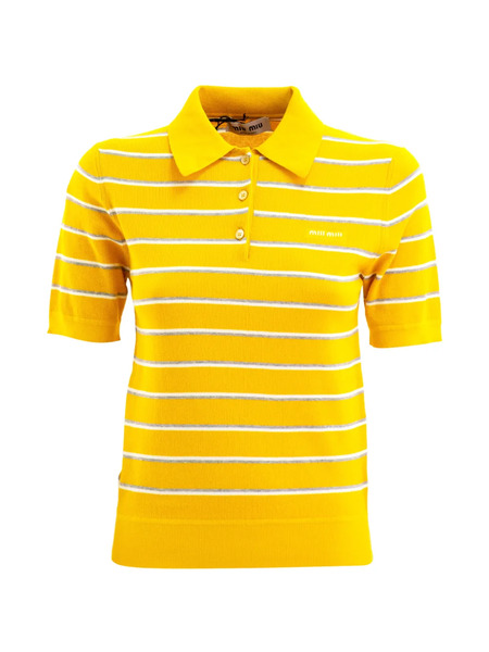  Miu Miu Striped Short-sleeve Top - Yellow 