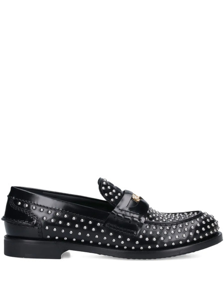  Miu Miu Studded Penny Loafers - Black 