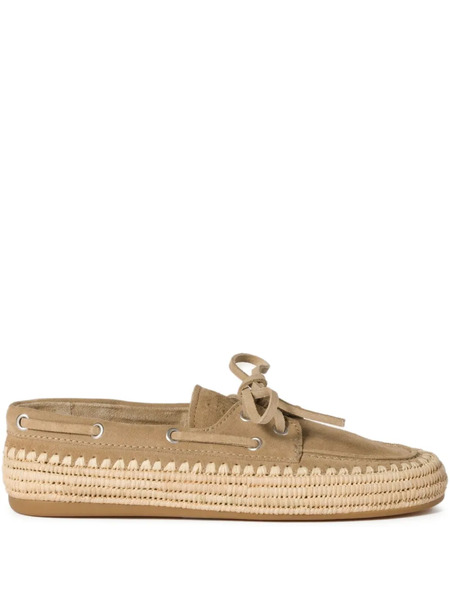  Miu Miu Suede Boat Shoes - Neutrals 