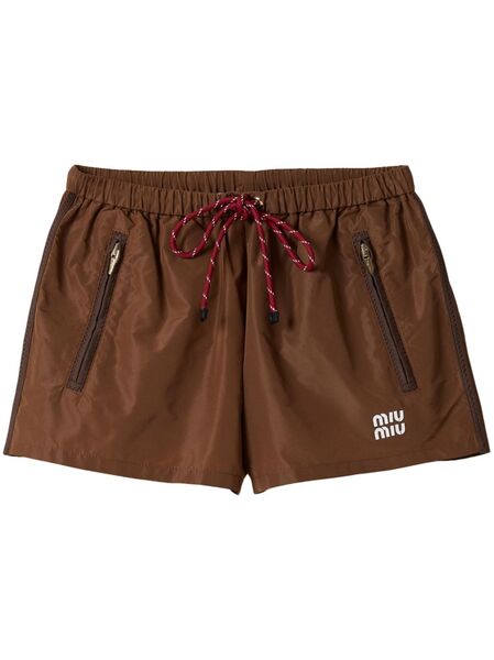  Miu Miu Technical-fabric Shorts - Brown 