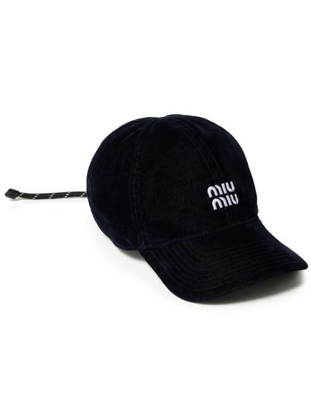  Miu Miu Velvet Baseball Cap - Blue 