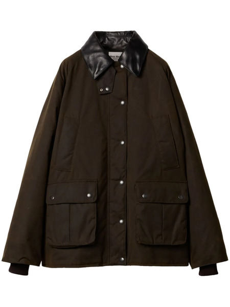  Miu Miu Waxed Canvas Blouson Jacket - Brown 