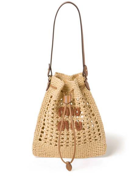  Miu Miu Woven Raffia Mini Bag - Neutrals 