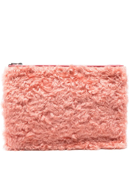  Miu Miu Zip-top Shearling Clutch Bag - Pink 
