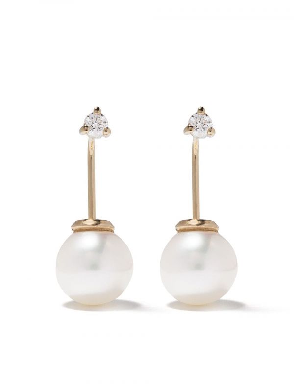  Mizuki 14kt Gold Diamond Pearl Earrings 