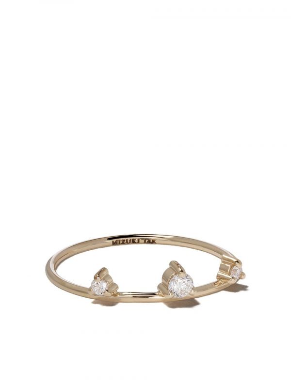  Mizuki 14kt Yellow Gold Three Diamonds Ring 