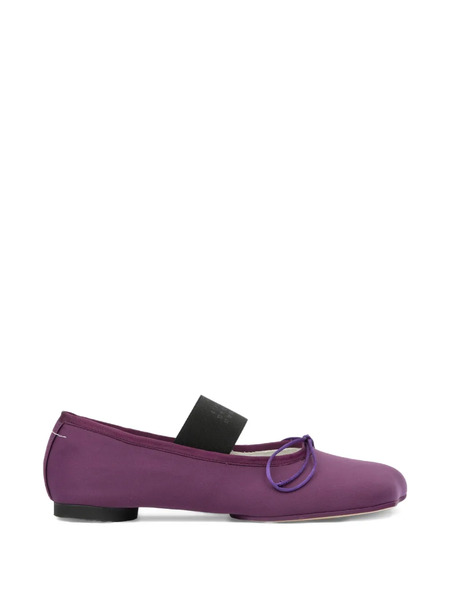 Mm6 Maison Margiela Anatomic Numeric Bow-detail Ballet Flats - Purple 