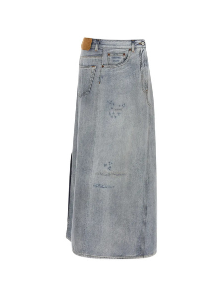  Mm6 Maison Margiela Asymmetric Denim Skirt - Blue 