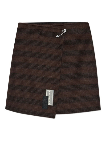  Mm6 Maison Margiela Asymmetric Striped Miniskirt - Brown 