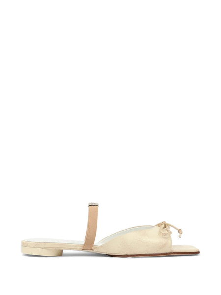  Mm6 Maison Margiela Bow Squared Leather Sandals - Neutrals 