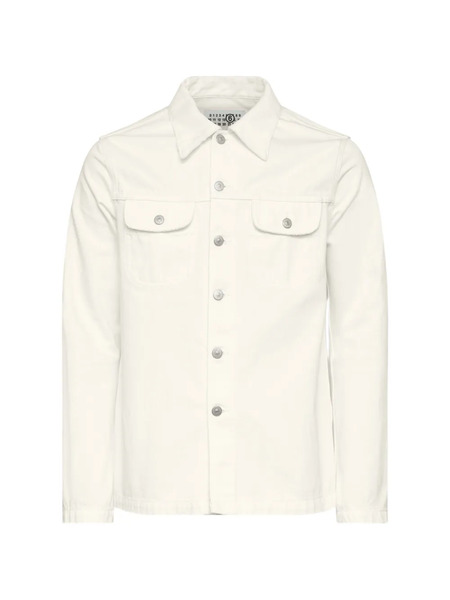  Mm6 Maison Margiela Buttoned Denim Jacket - Neutrals 