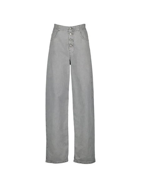  Mm6 Maison Margiela Buttoned Leather-patch Jeans - Grey 
