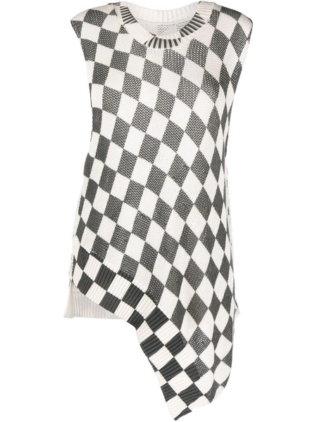  Mm6 Maison Margiela Checkerboard-print Knitted Top - White 
