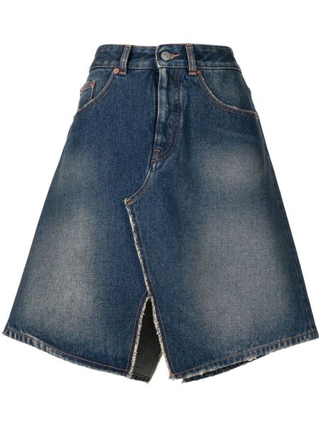  Mm6 Maison Margiela Distressed Denim Skirt - Blue 