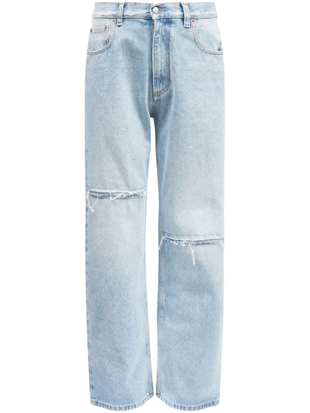  Mm6 Maison Margiela Distressed-effect Straight-leg Jeans - Blue 