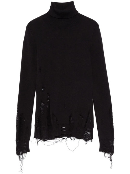  Mm6 Maison Margiela Distressed-effect Sweater - Black 