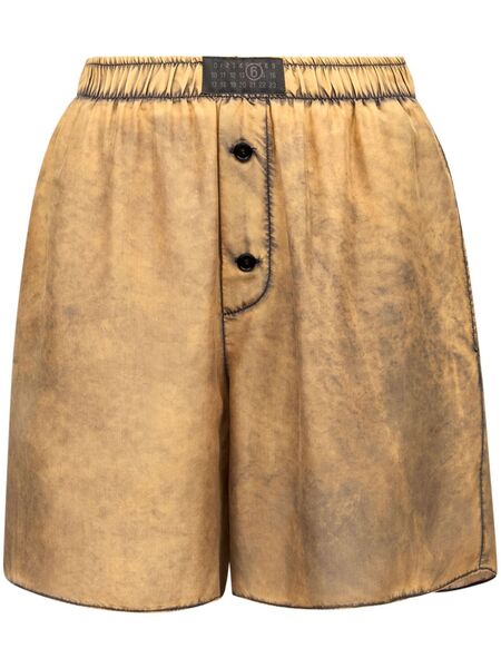  Mm6 Maison Margiela Distressed-finish Shorts - Neutrals 