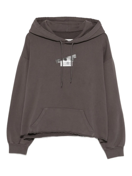  Mm6 Maison Margiela Distressed Hooded Top - Grey 
