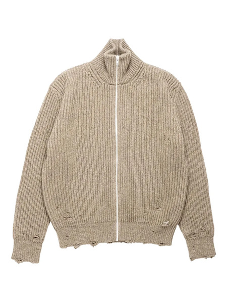  Mm6 Maison Margiela Elbow-patch Cardigan - Neutrals 