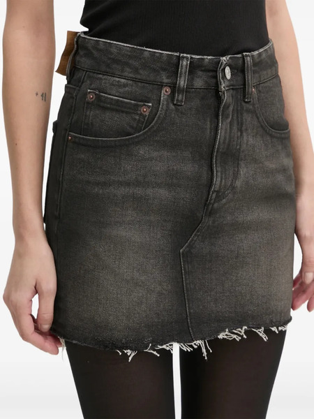  Mm6 Maison Margiela Frayed Denim Skirt - Grey 