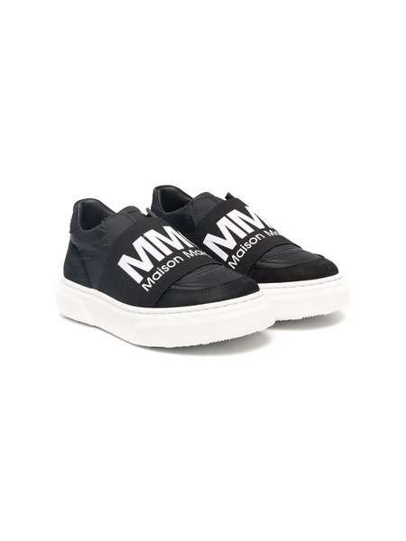  Mm6 Maison Margiela Kids Logo-print Slip-on Sneakers - Black 