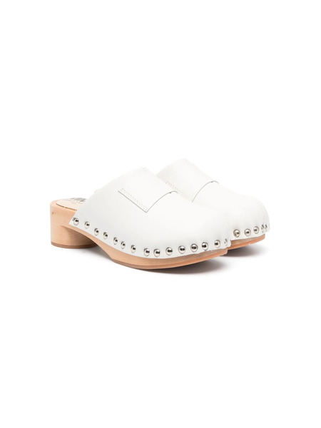  Mm6 Maison Margiela Kids Studded Leather Clogs - Neutrals 
