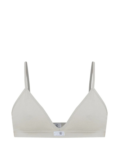  Mm6 Maison Margiela Label Ribbed Bra - Neutrals 