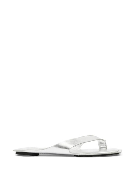  Mm6 Maison Margiela Laminated Leather Flat Sandals - Silver 