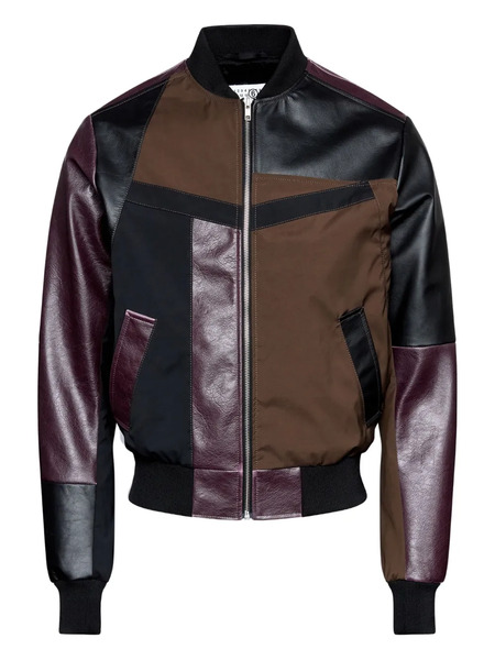  Mm6 Maison Margiela Leather-paneled Bomber Jacket - Brown 
