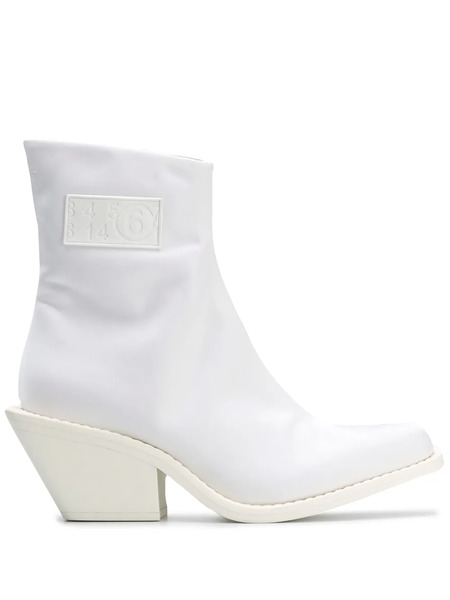  Mm6 Maison Margiela Logo-patch Ankle Boots - White 