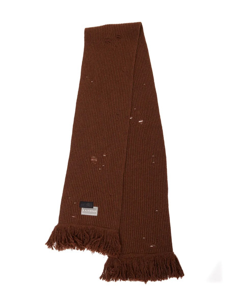  Mm6 Maison Margiela Logo-patch Knitted Scarf - Brown 