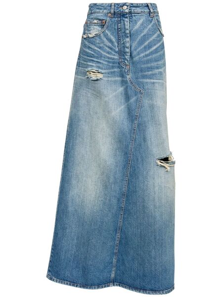  Mm6 Maison Margiela Logo-patch Midi Skirt - Blue 
