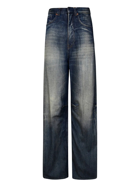 Mm6 Maison Margiela Logo-patch Panelled Jeans - Blue 